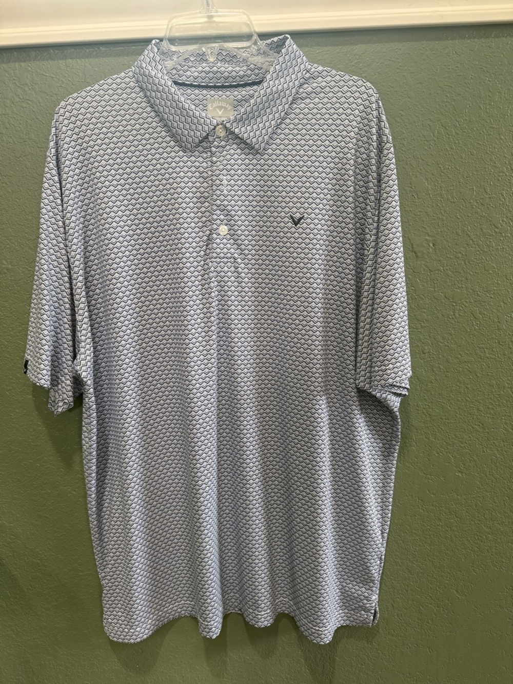 Callaway Light Blue and Navy Patterned Golf Polo